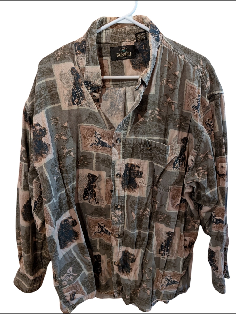 Vintage 90 RedHead Men's Long-Sleeve Hunting Print Shirt - Olive/Tan